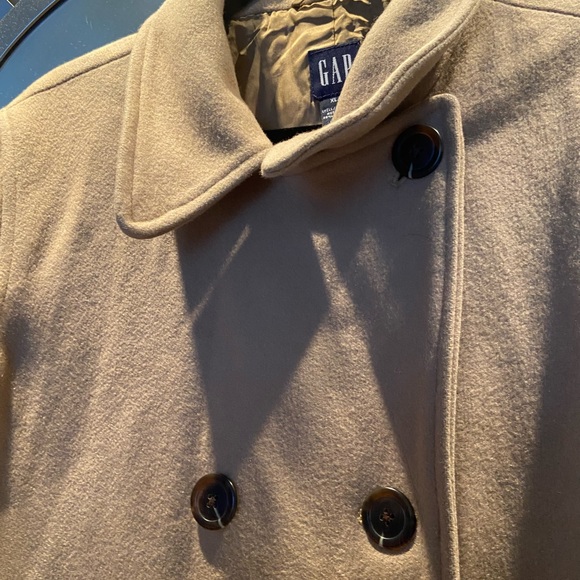 GAP XL (armpit 22 length 33) - Beige Brown Tan Camel pea coat jacket - Picture 11 of 14